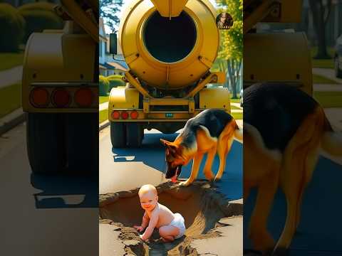Dog Saves Baby From Wet Cement! 😱❤️ #shorts