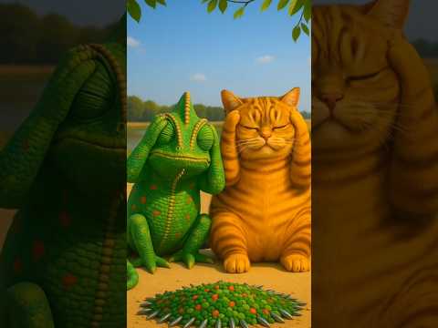 The fat cat's plan to rescue the trapped chameleon was too grand and brilliant.