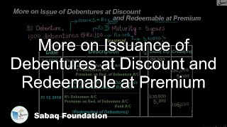 More on Issuance of Debentures at Discount and Redeemable at Premium