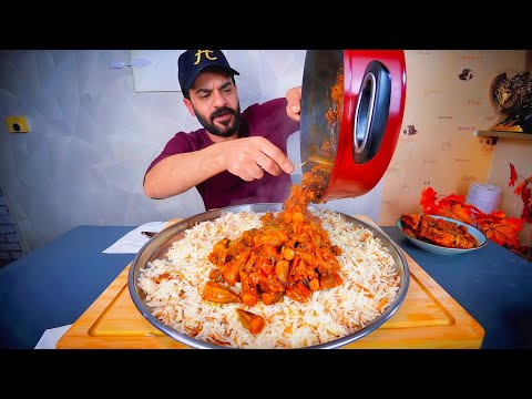 حميسة البامية باللحم اللذيذة على طريقتي الخاصة اكل - موكبانغ Arab Style Okra Stew Mukbang Eating