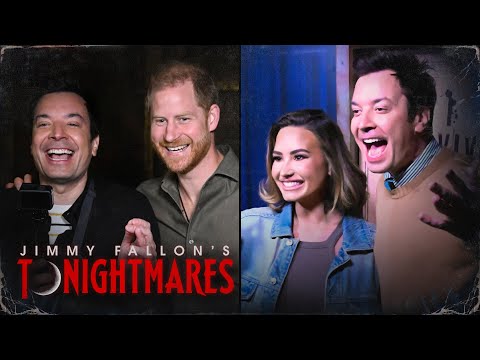 Prince Harry and Demi Lovato Visit Jimmy Fallon's Haunted Maze Experience "Tonightmares"