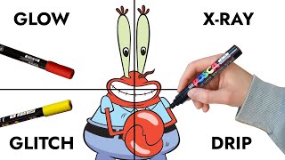 ✨MR CRABSI 4 STYLE DRAWING WITH POSCA MARKERS✨