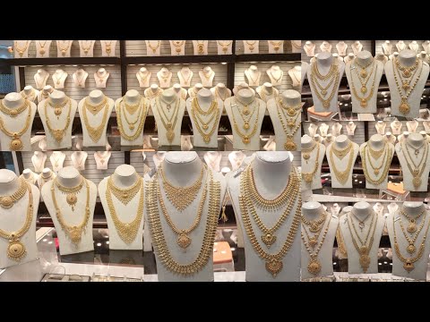 Light Weight Wedding Sets with Necklace, Middle Haram & Long Haram in Kerala, Coimbatore Designs