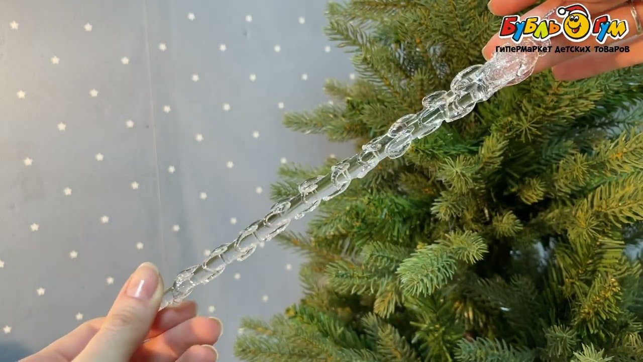 Украшение елочное Сосулька литая прозрачная лофт стекло 21см - видео