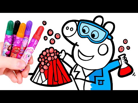 Colorea a PEPPA PIG 🌈 La cerdita científica 🧪🐷 Dibujos para niños