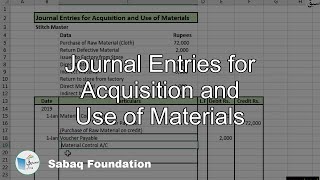 Journal Entries for Acquisition and Use of Materials
