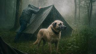 Camping in Heavy Rain | Tarp & Tent in the Forest