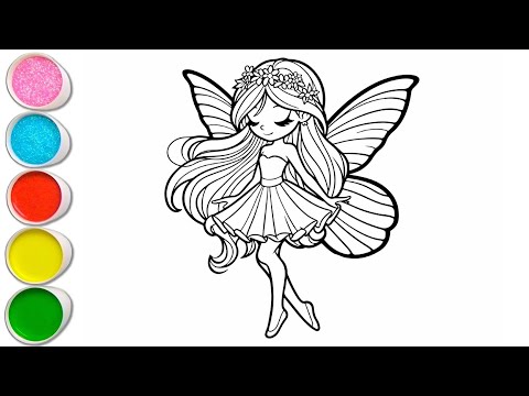 Cute Fairy Girl Drawing for kids, Painting & Coloring for kids, Toddlers | Let's Draw Together