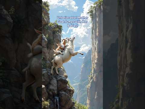 Mother Goat’s Death-Defying Leap! Carrying Two Kids Across a Deadly Cliffside #shorts