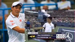 錦織圭、ベスト４進出！勝利の瞬間　錦織 3 2 ワウリンカ　全米オープン準々決勝1