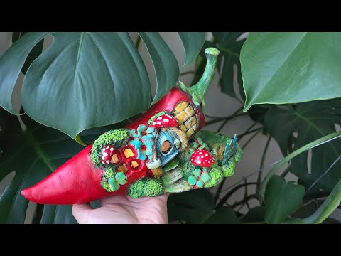 DIY Fairy Chili House Lamp Using Plastic Bottle & Air Dry Clay, Craft Idea