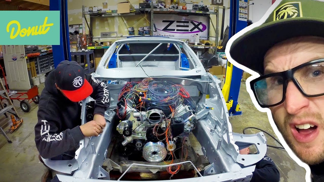 Drift Corvette -Picking Up The Chassis and Mounting the Powertrain Field Prep Ep14 Donut Media