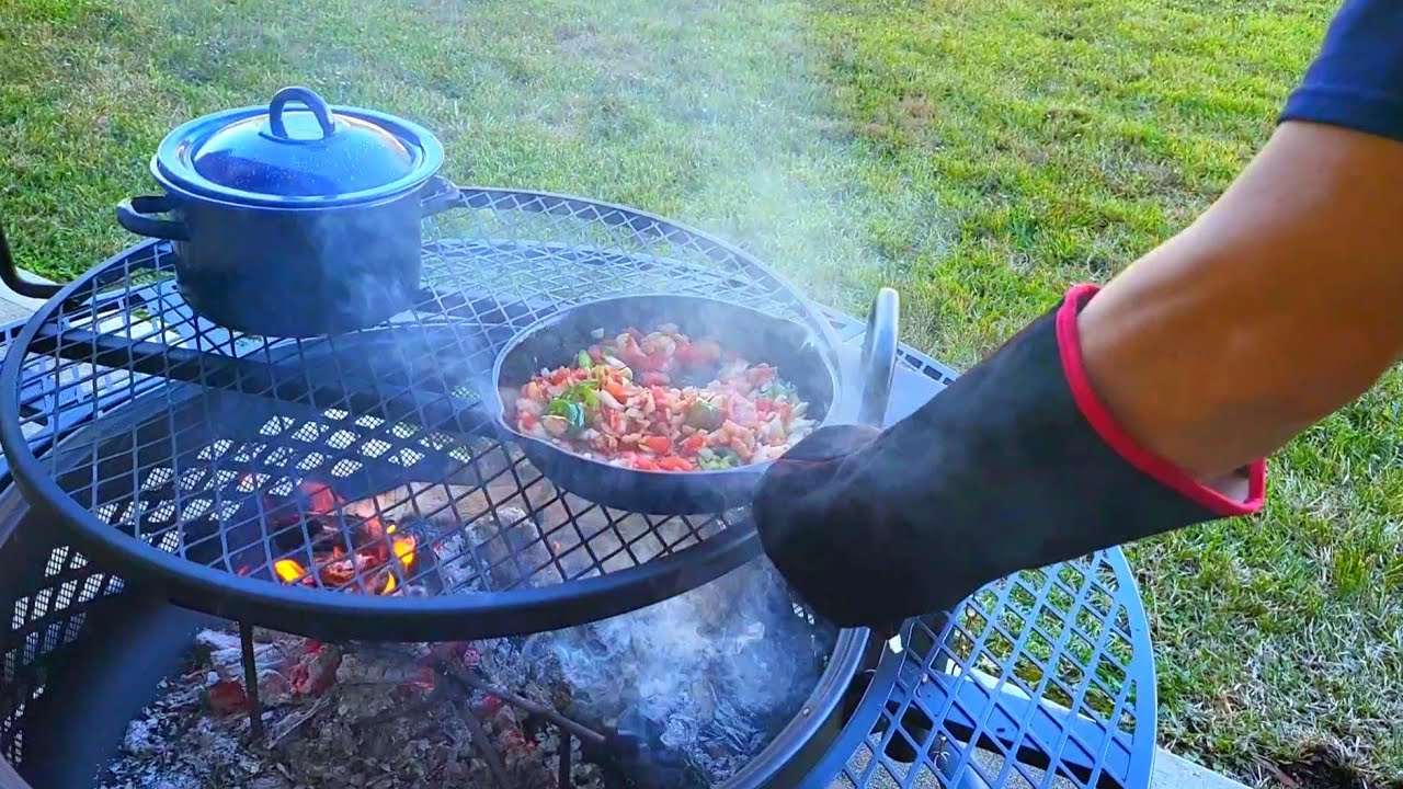 CHARRO BEANS & soft flour tortillas on the fire pit just hits different FIRE PIT COOKING