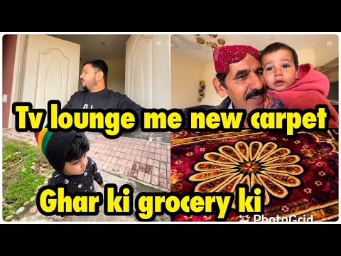 Tv lounge me new carpet laga dii / Ghar K liya grocery ki .. babar akbar vlog