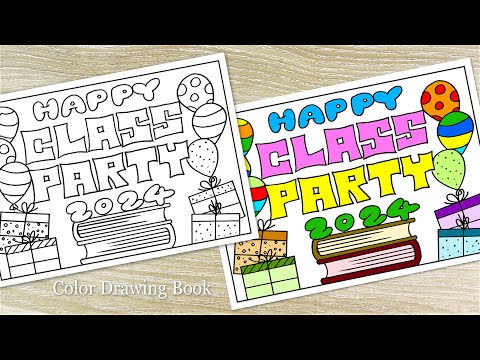 Happy Class Party Poster Drawing, Class party poster making ideas