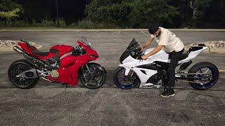 Rematch with 130 Pound rider on Suzuki GSXR1000 and Built motor Honda CBR, 2025 Ducati Panigale V4