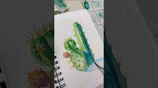 第十集【仙人掌】 #watercolor #树叶画 #art #drawing #水彩