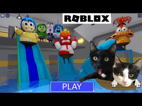 ROBLOX PERO SOMOS 24 HORAS INTENSAMENTE 2 EN UN PARQUE ACUÁTICO jugando con gatitos Luna y Estrella