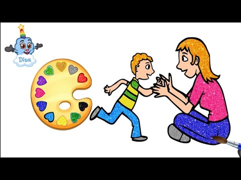 Mother & Son ☆ Coloring Video for Kids ☆ Learn Colors and Nursery Rhymes Songs