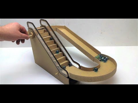 How to make Marble Run with escalator out of cardboard (手扶梯進階版)- YouTube(5:43)