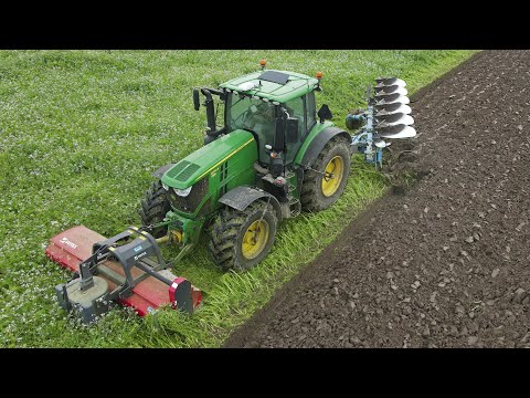 John Deere 6250R Onland Ploughing with Votex Landmaster 310 and 6 Furrow Lemken Juwel 10