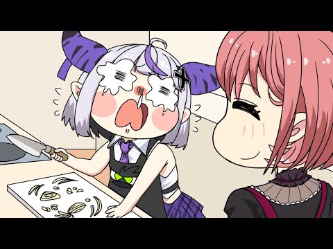 【手描き】ラプちゃんハンバーグ作りに挑戦！【ラプラス・ダークネス/鷹嶺ルイ/ホロライブ/切り抜き】【切り抜き漫画】