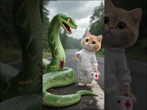 Kitten rescues snake and nurses it back to health #rescue #animal #wild animals