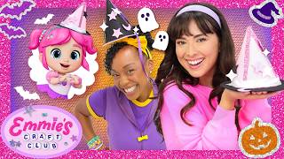 DIY Halloween Witch Hat Craft with Meekah 🎃 Easy Paper Kids Crafts & Dress Up 🎃 Emmie's Craft Club