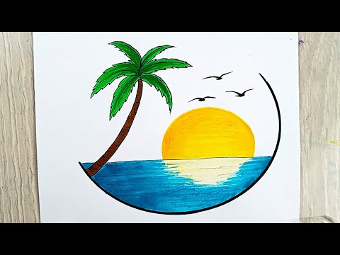 رسم سهل | رسم نخلة بكل سهولة | رسم منظر طبيعي  | رسم 🎨 | الرسم ببساطة