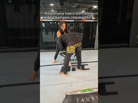 Jamahal Hill teaches Nina Drama his favorite wrestling takedown #ufc #shorts #mma