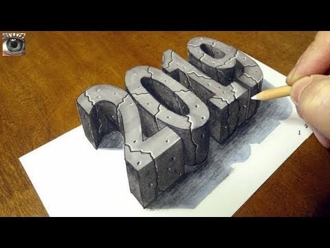 How to Draw Number 2019 - Drawing 3D Stone 2019 - By Vamos