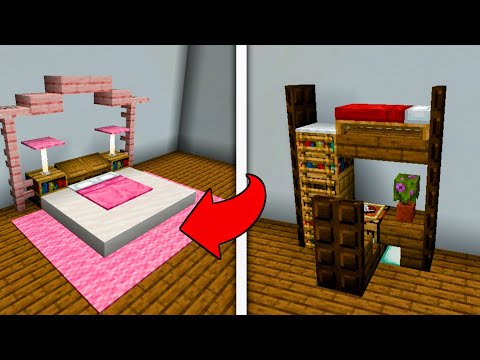 Minecraft Tutorial : 4 Cara Membuat Dekorasi Tempat Tidur Yang Bagus & Simple !!