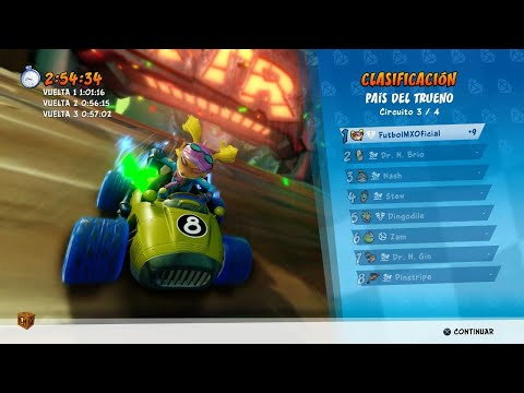Crash CTR | Pista Pais del Trueno | Termino en Primer Lugar con Pasadena Oposum | Dificultad Dificil