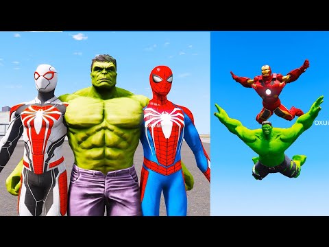 Superheroes Clash with Villains! 4  Episodes! #gta5 #spiderman #hulk