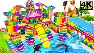 25 Days Building Survival Bamboo Restaurant Has Hot & Cool Swimming Pool From Magnetic Balls