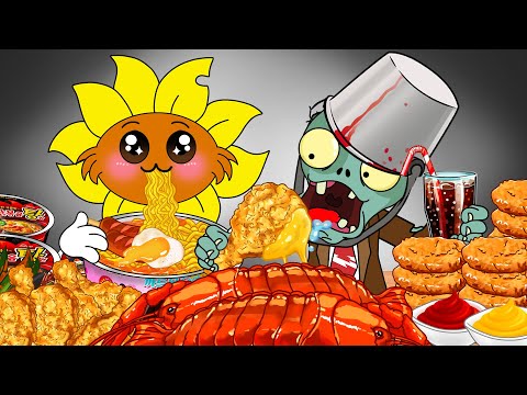 Incredibox Sprunki | Plant & Zombies  Eating Fire Noodle & Spicy Seafood | ASMR Mukbang