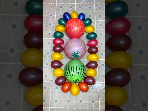 Beautiful Watermelon Strawberry Pink Red Colors With Mini Rainbow Balloons Pop Reverse Satisfying