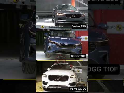 Togg T10F, Euro NCAP’in 32 km/h yan çarpışma testinde Volvo S90 ve XC90 ile kıyaslandı.#togg