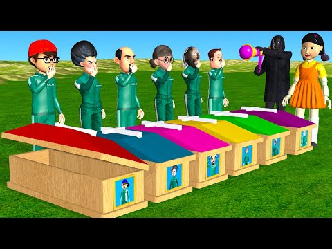 Squid Game vs Scary Teacher 3D Hide in Wood Coffin 6 Times Challenge Dress Beautifuls Who's Win