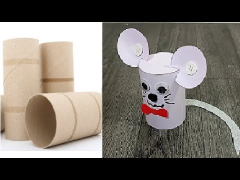 hacer RATON de tubos de papel higiénico   - manualidades con rollos de papel higienico