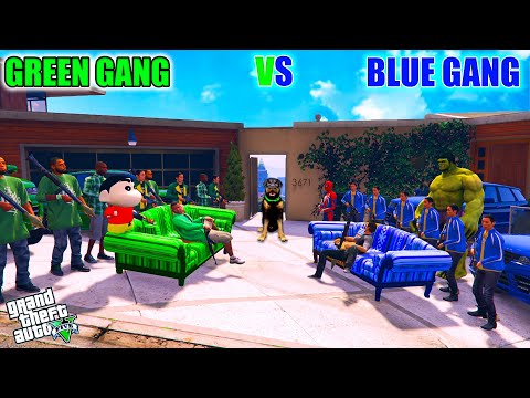 Franklin Green Gang VS Avengers Blue Gang In GTA 5! | GTA 5 AVENGERS