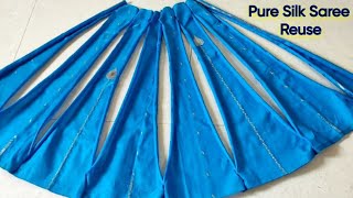 Convert old silk Pattu Saree into Kalidar Kurti,how to make 16 kali kurti from saree,reuse old saree