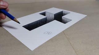 🔥 Dibujos en 3D - Como Dibujar una CRUZ en 3D - TRUCO