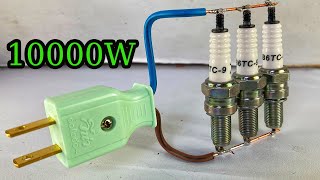 New How to make 10000w electricity energy free self running by spark plug & magnet