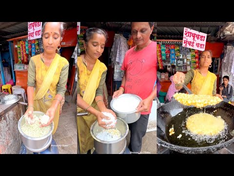 Working Aunty From Kolhapur Making Biggest Sabudana Vada | Street Food India