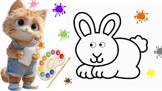 How to Draw a Cute Bunny 🐇 Easy Drawing for Kids with Yufi | Learn colors #13
