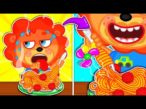 Pequeño Leon | Enfriando el spaghetti | Dibujos animados | Video Para Niños