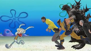 Squidward runs away from Everyone Mega Meme Compilation