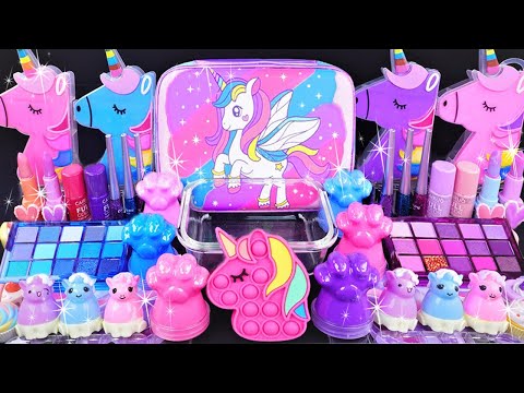 ASMR Satisfying Slime mixing Eyeshadow, Glitter & Random Shiny things into slime #slimevideo #asmr