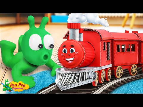 Pea Pea Juega con Trenes de Juguete de Colores 🌈 Pea Pea Español